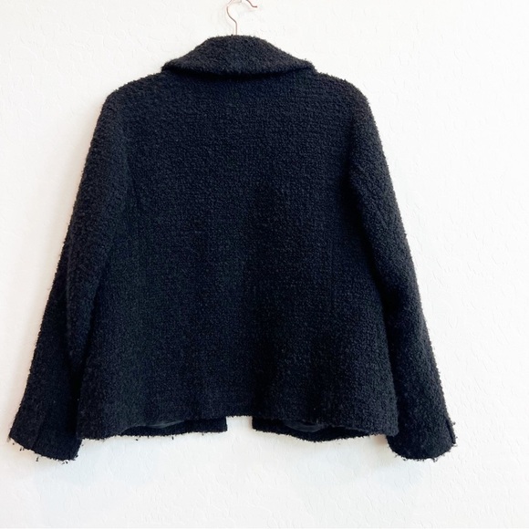 Eileen Fisher Women's Boucle Knit Jacket Blazer Hook Loop Black Wool Med - Picture 5 of 6